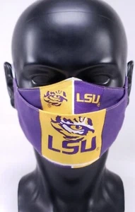 LSU Tiger Face Mask Adult Cotton Washable Mask 🐯 💜💛 - Picture 1 of 5
