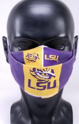 LSU Tiger Face Mask Adult Cotton Washable Mask 🐯 💜💛 - Image 1 of 4