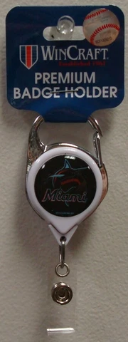 MIAMI MARLINS PREMIUM METAL RETRACTABLE ID BADGE HOLDER KEY CHAIN WINCRAFT 🦈 Cover