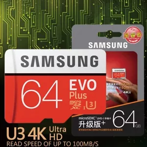 Samsung 64GB Micro SD SDHC Evo+ 100M/s Class 10 U3 Flash Memory Card - UK seller - Picture 1 of 6
