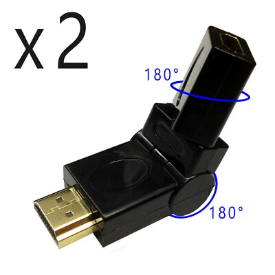 2 Pack - 90/270 Degree Right Angle HDMI Male to Female Rotating Swivel Adapter - Image 1 of 4