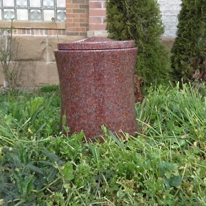 India Red Granite Cremation Urn for Ashes Memorial Funeral Burial 9.5x8 B - Picture 1 of 8
