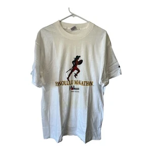 VTG NIKE Honolulu Marathon Japan Airlines Shirt SS Made In USA Sz Large- Rare! - Picture 1 of 6