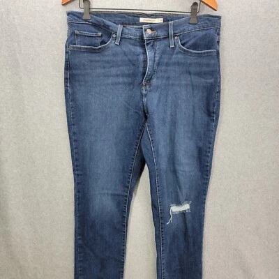 Levis Jeans Womens 32 Blue Shaping Skinny Stretch Medium Wash Raw Hem High Rise - Image 1 of 4