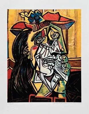 Pablo Picasso MUJER LLORANDO LLORANDO Patrimonio Firmado y Numerado Giclee Arte 16" x 12" Foto 1 de 4