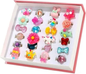 24 Pcs Girls Kids Jewelry Rings Little Toddler Girl Costume Princess Dress up - Picture 1 of 6