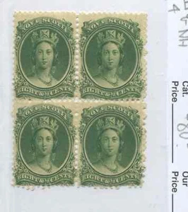 Nova Scotia QV 1860 8 1/2 cents unmounted mint NH block of 4 - Picture 1 of 1