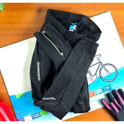 Леггинсы Shimano Cycling Windbreak большие черные с подкладкой на молнии на лодыжке *незначительные пиллинги - Изображение 1 из 4