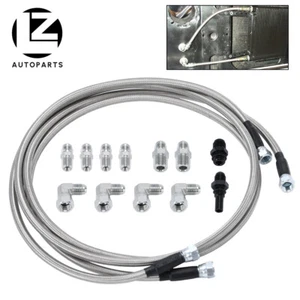 SS Braided Transmission Cooler Hose lines 70" Length Fittings TH350 700R4 TH400 - Picture 1 of 12