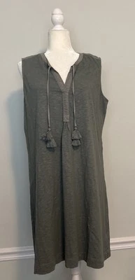 Vestido Vineyard Vines Talla Grande 100% Algodón Borla Corbata Encubrimiento Verde Salvia Foto 1 de 4