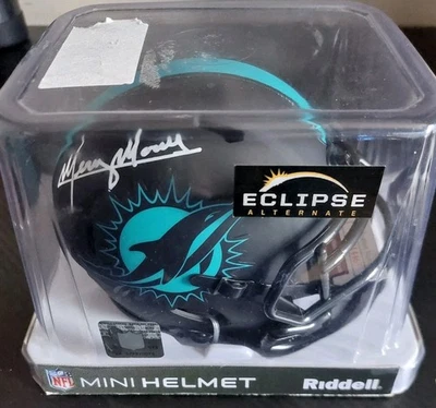 Mini casco Riddell: autógrafo Mercury Morris Dolphins Eclipse negro con certificado de autenticidad JSA Foto 1 de 4