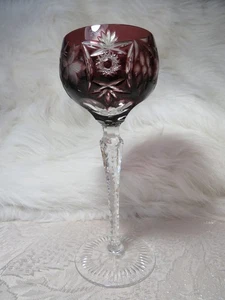 NACHTMANN Traube Cut to Clear Crystal Purple Amethyst Hock Wine Glass 8.2" Tall - Picture 1 of 14