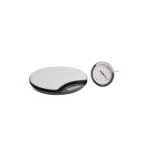 MasterClass Digital Round Platform Scales with Stainless Steel Meat Thermometer - Picture 1 of 8