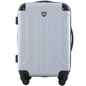 Hardside Expandable Spinner Luggage Silver 20 Inch Carry-On Travel Bag - Picture 1 of 7