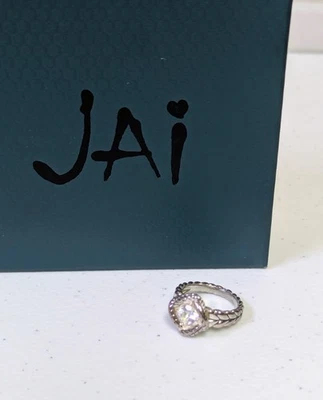 Anillo de plata esterlina tejido canasta topacio blanco John Hardy JAI - talla 9 Foto 1 de 4