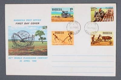 MayfairStamps Rhodesia FDC 1968 Concurso Mundial de Arado Combo Primer Día Cubierta aa Foto 1 de 2