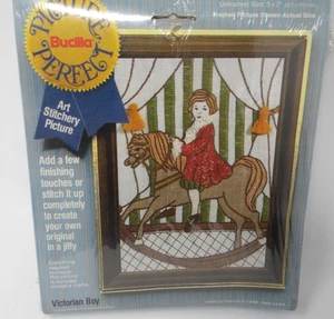 Bucilla Picture Perfect Art Stitchery Picture 5x7 Victorian Boy - Picture 1 of 2