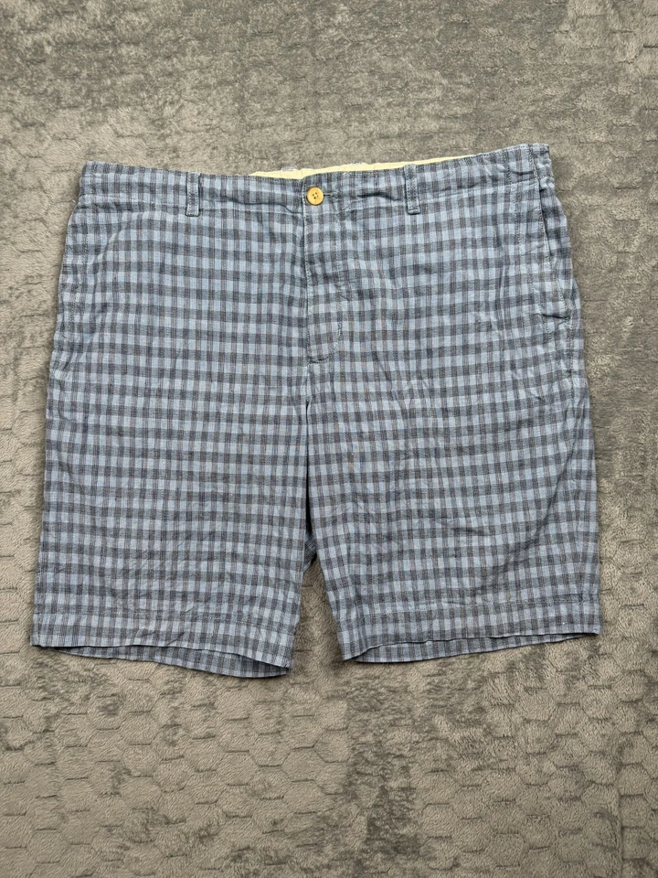 Tommy Bahama Pantalones Cortos Para Hombres 2XL Azul A Cuadros Lino Algodón Elastizado Cordón Bolsillos Foto 1 de 4