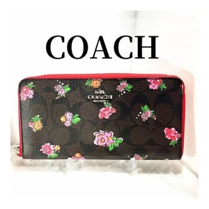 Coach Floral Signature Long Wallet with Zipper Used - Picture 1 of 7