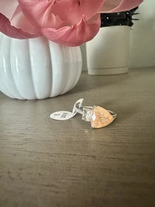 BP Peach Crystal Cubic Zirconia Rhodium Ring. Size 9 More Than Iconic - Picture 1 of 4