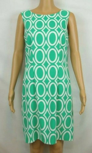 Abito donna Alyx verde bianco fantasia geometrica senza maniche taglia 10 us intime ottimeioni