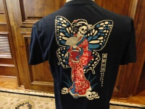 Blue Riot Society Butterfly Wings Geisha Skeleton Cotton T-Shirt Adult L USA - Picture 1 of 8