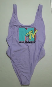 NUEVO AMERICAN EAGLE AERIE MEDIANO 1 pieza DISEÑO PÚRPURA "MTV", MÁS DESCARADO ~ UPF 50 - Imagen 1 de 6