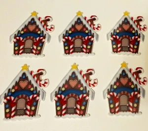 6 Gingerbread Men.House Flat back Craft,Card Embellishments 3.4x4.5cm Christmas - Picture 1 of 2