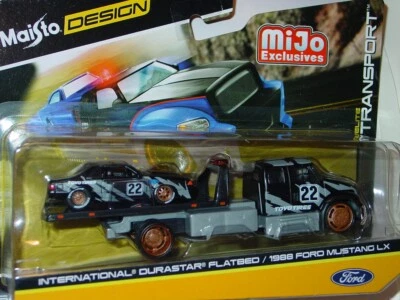 DURASTAR FLATBED TOW w/ 1988 FORD FOXBODY MUSTANG LX MUSCLE CAR -Black, MIP - Image 1 of 3