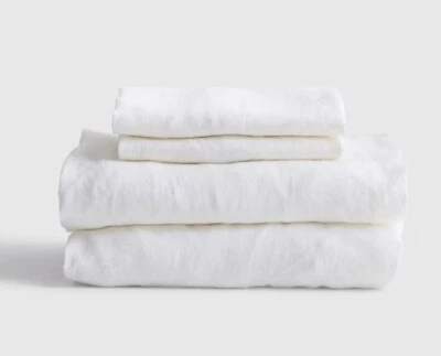 NUEVO CON ETIQUETAS MEMBRILLO LINO EUROPEO JUEGO DE 4 PIEZAS SÁBANAS KING SÁBANAS LINO BLANCO RET $200 Foto 1 de 4