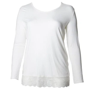 MARINA RINALDI Sport White Lace Trimmed Vampa Top Size M Retail $195 NWD - Picture 1 of 4