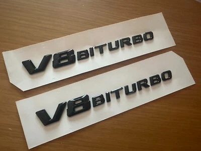 NUEVA INSIGNIA DE ALA LATERAL BITURBO V8 NEGRO BRILLANTE PARA MERCEDES BENZ C63 E63 S63 AMG