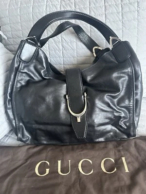 GUCCI 女式柔软 STIRRUP 洗皮革单肩包中号二手状况完好 — 第 1/4 张图片