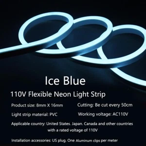 110V Neon LED Strip Light Rain-Proof Flexible Tape Lights 2835 120LED/M +US Plug - Picture 1 of 21