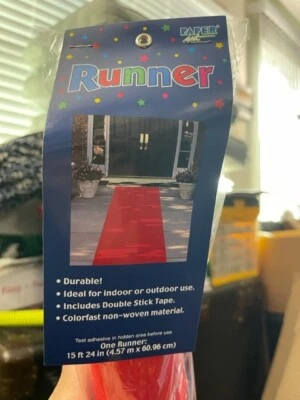 Creative Converting 15Ft Red Aisle Runner Movie Night Hollywood Theme New!!! - Image 1 of 2