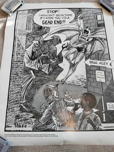 VINTAGE BATMAN BOB KANE SHARP HOSPITAL 1989 POSTER PRINT ANTI DRUG 22 x 28 RARE