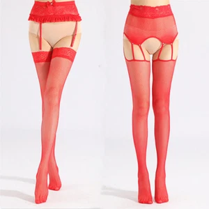 Women's Sexy Lace Stockings Seamed Glossy 5 Denier Vintage Hold Ups Stockings - Picture 1 of 9