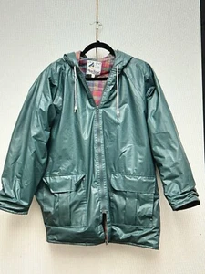 VTG Misty Harbor Green Rain Coat Womens LG Flannel Lined  Zip Jacket - Picture 1 of 15