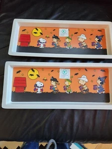 Menge 2 Peanuts Gang Snoopy Halloween Herbst Serviertablett Platte UMWELTFREUNDLICH - Bild 1 von 6