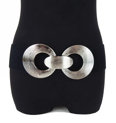 Ella Jonte Stretchgürtel schwarz silber oder gold elastischer Gürtel 75 - 90 cm - Bild 1 von 4