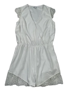 MISS HOLLY Playsuit Shorts White Sleeveless Lined Lace Elastic Waist Size S - Picture 1 of 9