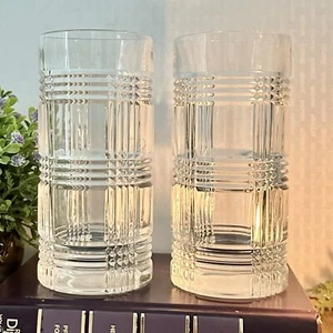 Ralph Lauren Glen Plaid Highball Glass Vintage Lauren Crystal Barware Highball 2 - Picture 1 of 11