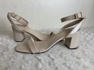 Sandálias sapatos femininos Unisa Untraviss 2 bege biqueira aberta salto tornozelo tamanho 10M - Imagem 1 de 4