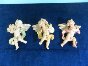 Set of 3 Simonelli Depose 565 566 568 Italy Fontanini Cherub Angel Ornament Harp - Picture 1 of 10