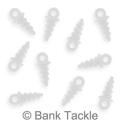 Tornillos de cebo de plástico x 10 transparentes 10 mm terminal de pesca de carpa plataforma aparejo emergente JSPC Foto 1 de 2