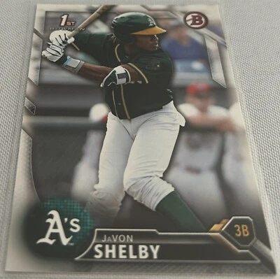2016 Bowman Draft Baseball JaVon Shelby Oakland Athletics 1st Bowman #BD-21 - Image 1 of 3