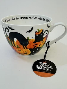 Schwarze Katze Kürbis Tasse Halloween England Knochen China Portobello 16 Unzen Neu - Bild 1 von 8