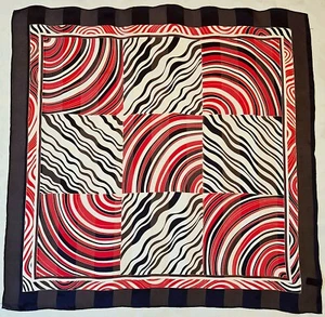 SCARF VINTAGE AUTHENTIC GIADA ABSTRACT ART RED BLUE SILK 35'' SQUARE - Picture 1 of 5