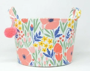 Gifting Basket Fabric Floral Flower 10" x 6.88" with Handles - Picture 1 of 3