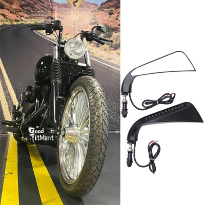 Espejos retrovisores Hacha negros para Harley Night Train para motocicleta con señales de giro LED Foto 1 de 4
